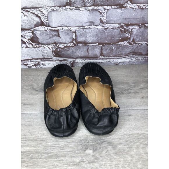 Chocolate Blu CAM2 Black Pleated Leather Ballet Flats Shoes Women Sz 8M US/39EU - Picture 6 of 16